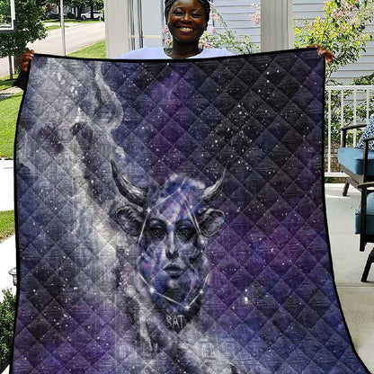 Bat Egyptian Quilt Cow Goddess Celestial Face Horn Ring Gem Cosmic Starry Sky