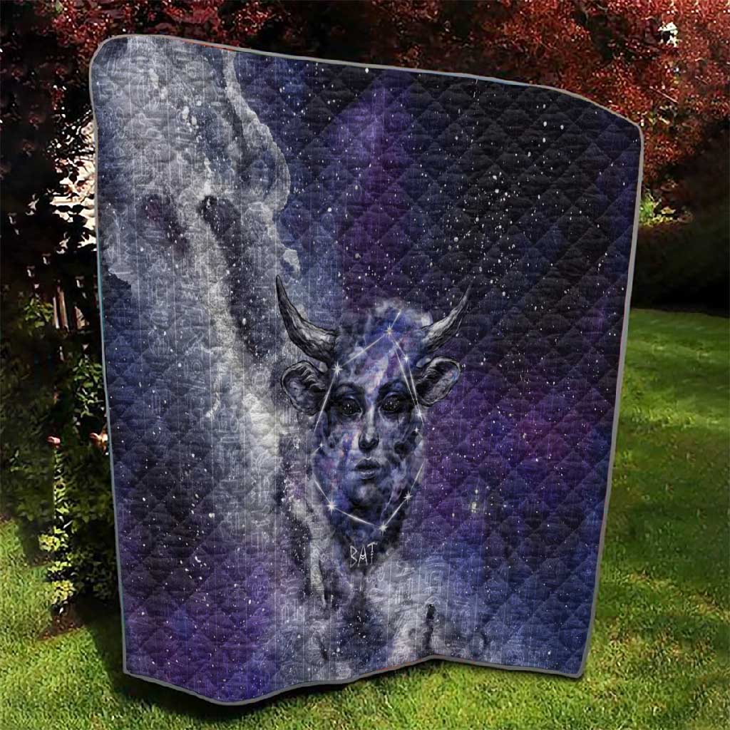 Bat Egyptian Quilt Cow Goddess Celestial Face Horn Ring Gem Cosmic Starry Sky