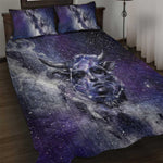Bat Egyptian Quilt Bed Set Cow Goddess Celestial Face Horn Ring Gem Cosmic Starry Sky