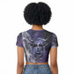 Bat Egyptian Raglan Cropped T shirt Cow Goddess Celestial Face Horn Ring Gem Cosmic Starry Sky