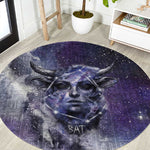 Bat Egyptian Round Carpet Cow Goddess Celestial Face Horn Ring Gem Cosmic Starry Sky
