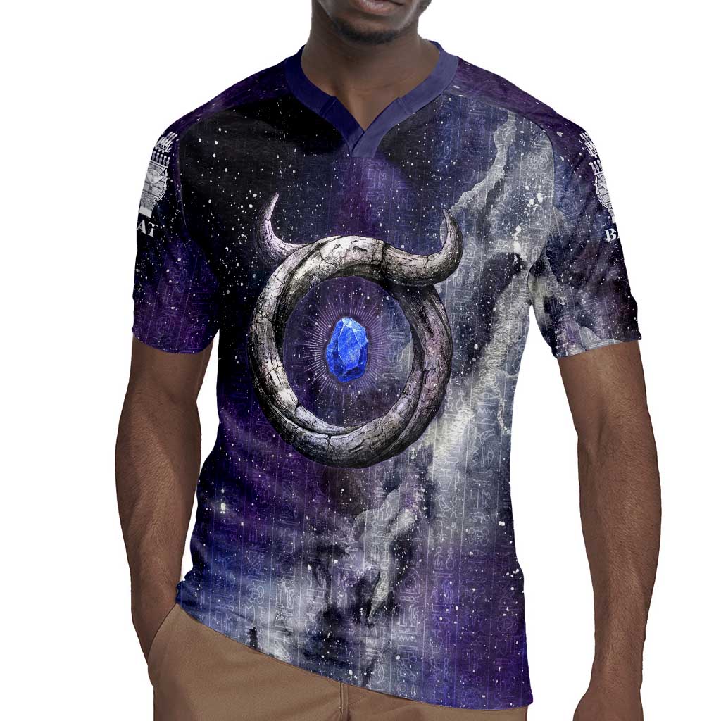 Bat Egyptian Rugby Jersey Cow Goddess Celestial Face Horn Ring Gem Cosmic Starry Sky