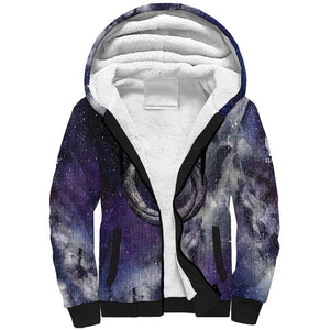 Bat Egyptian Sherpa Hoodie Cow Goddess Celestial Face Horn Ring Gem Cosmic Starry Sky