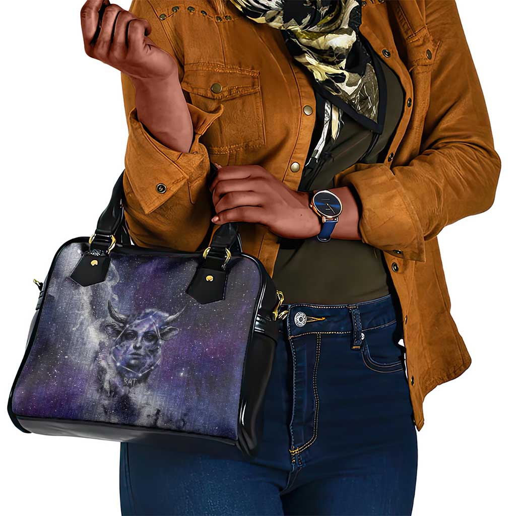 Bat Egyptian Shoulder Handbag Cow Goddess Celestial Face Horn Ring Gem Cosmic Starry Sky