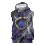 Bat Egyptian Sleeveless Hoodie Cow Goddess Celestial Face Horn Ring Gem Cosmic Starry Sky