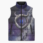 Bat Egyptian Sleeveless Puffer Jacket Cow Goddess Celestial Face Horn Ring Gem Cosmic Starry Sky