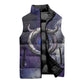 Bat Egyptian Sleeveless Puffer Jacket Cow Goddess Celestial Face Horn Ring Gem Cosmic Starry Sky