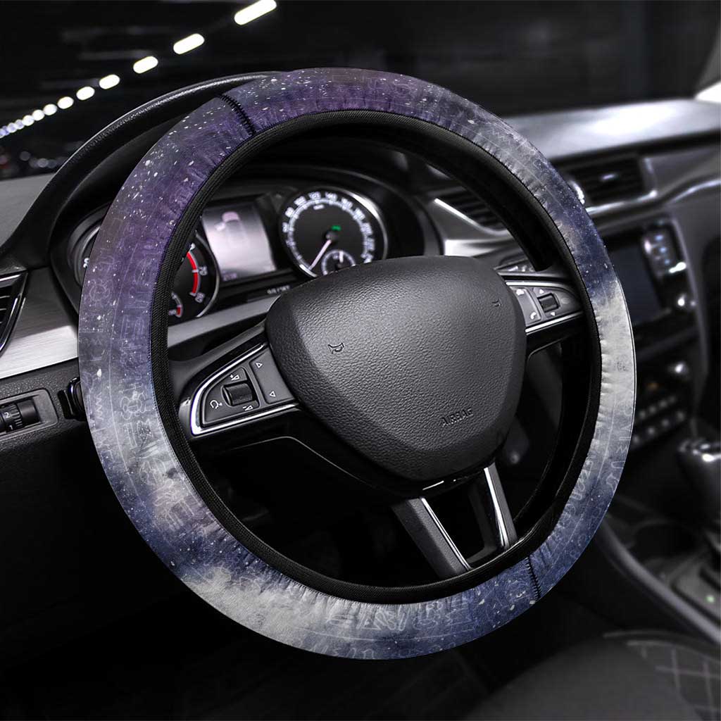Bat Egyptian Steering Wheel Cover Cow Goddess Celestial Face Horn Ring Gem Cosmic Starry Sky