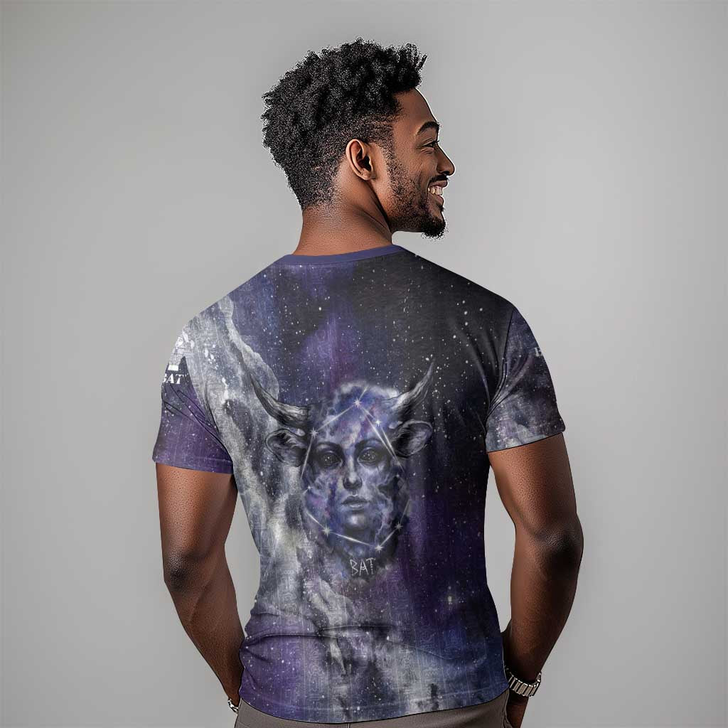 Bat Egyptian T shirt Cow Goddess Celestial Face Horn Ring Gem Cosmic Starry Sky