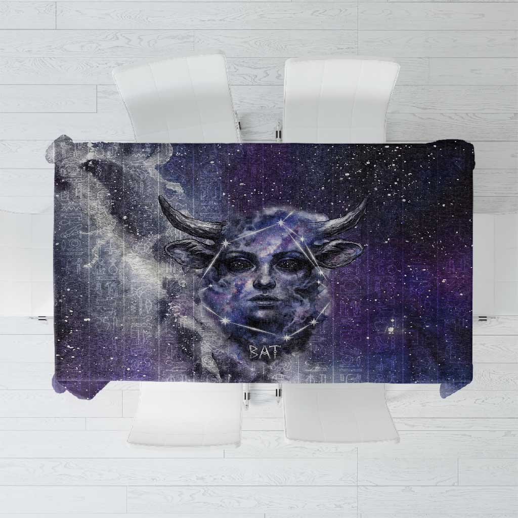 Bat Egyptian Tablecloth Cow Goddess Celestial Face Horn Ring Gem Cosmic Starry Sky