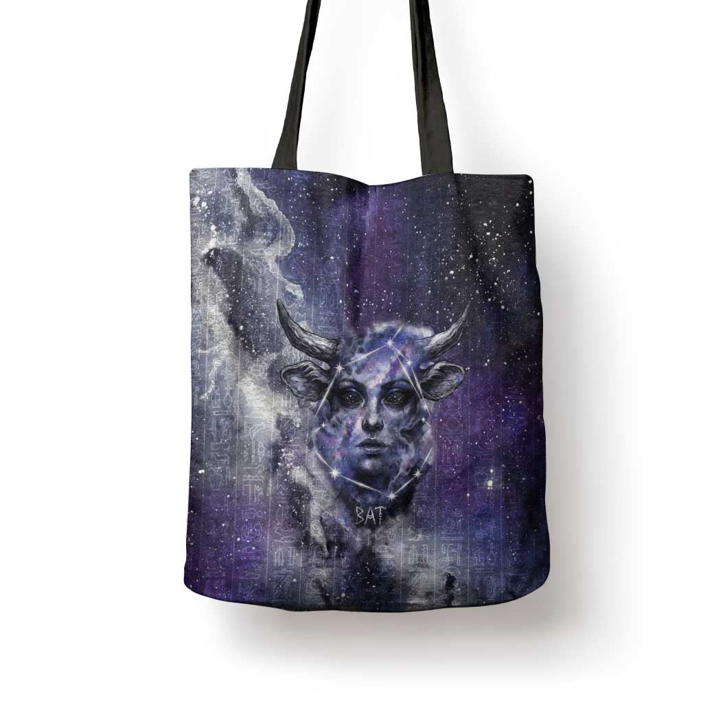 Bat Egyptian Tote Bag Cow Goddess Celestial Face Horn Ring Gem Cosmic Starry Sky