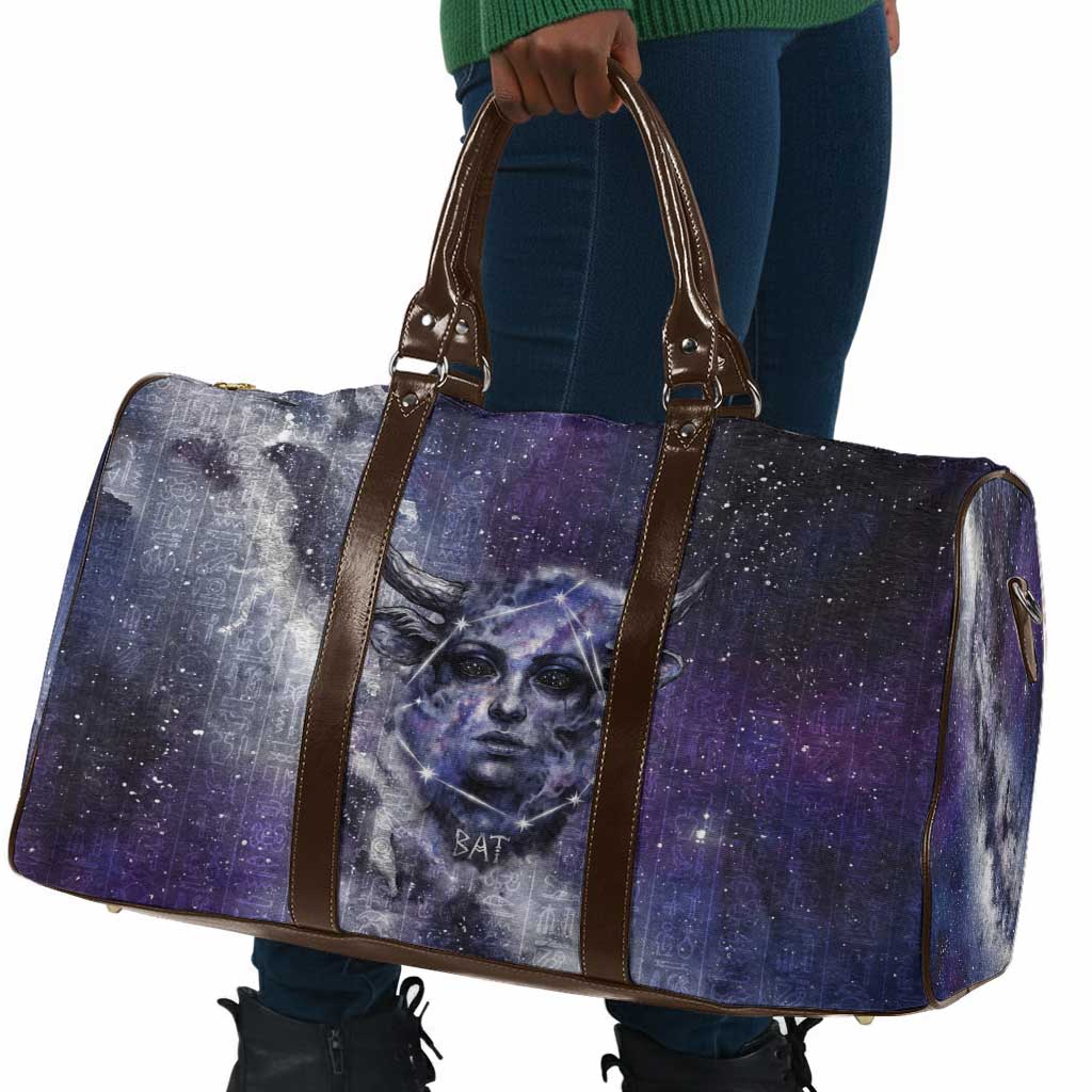 Bat Egyptian Travel Bag Cow Goddess Celestial Face Horn Ring Gem Cosmic Starry Sky