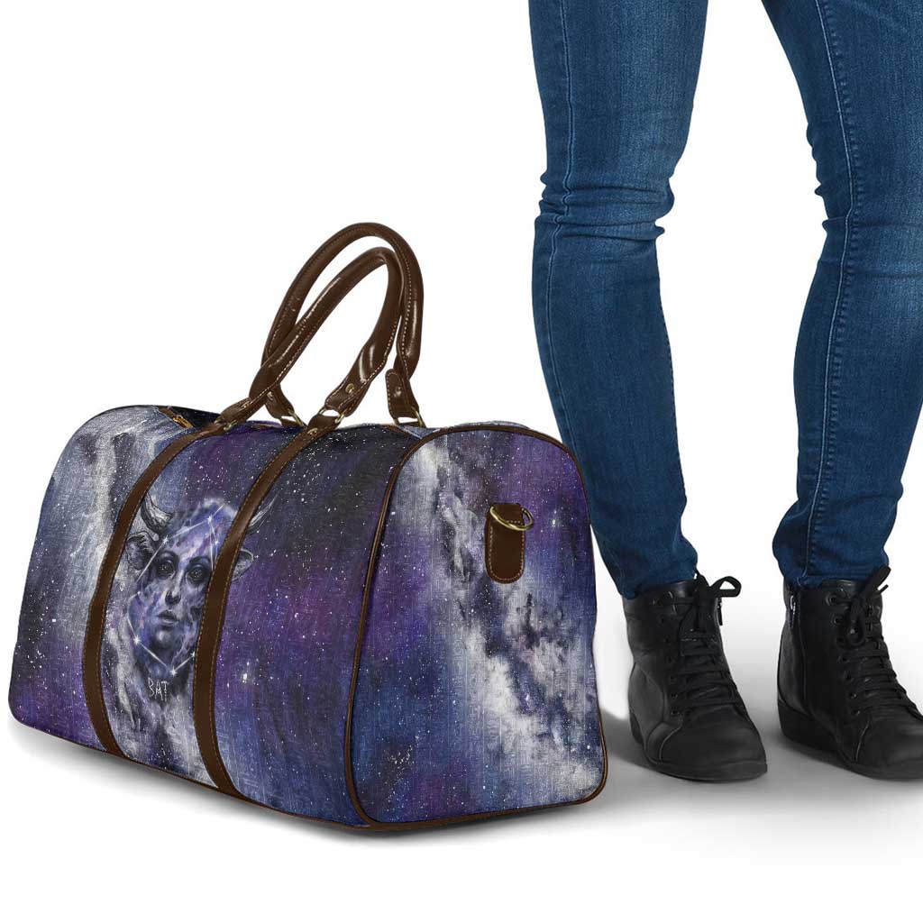Bat Egyptian Travel Bag Cow Goddess Celestial Face Horn Ring Gem Cosmic Starry Sky