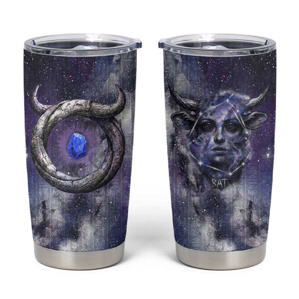 Bat Egyptian Tumbler Cup Cow Goddess Celestial Face Horn Ring Gem Cosmic Starry Sky