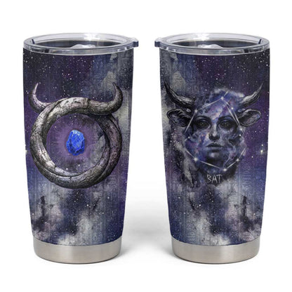 Bat Egyptian Tumbler Cup Cow Goddess Celestial Face Horn Ring Gem Cosmic Starry Sky
