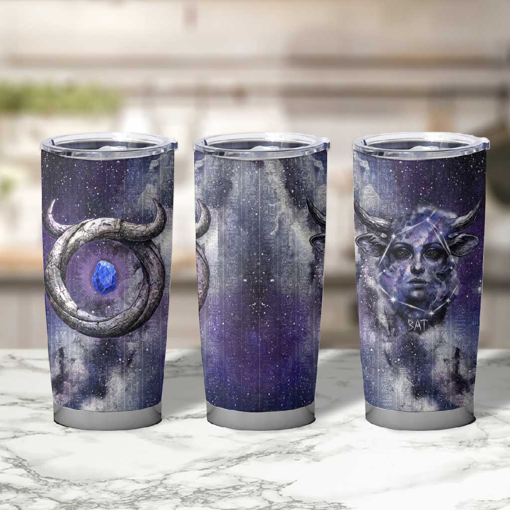 Bat Egyptian Tumbler Cup Cow Goddess Celestial Face Horn Ring Gem Cosmic Starry Sky
