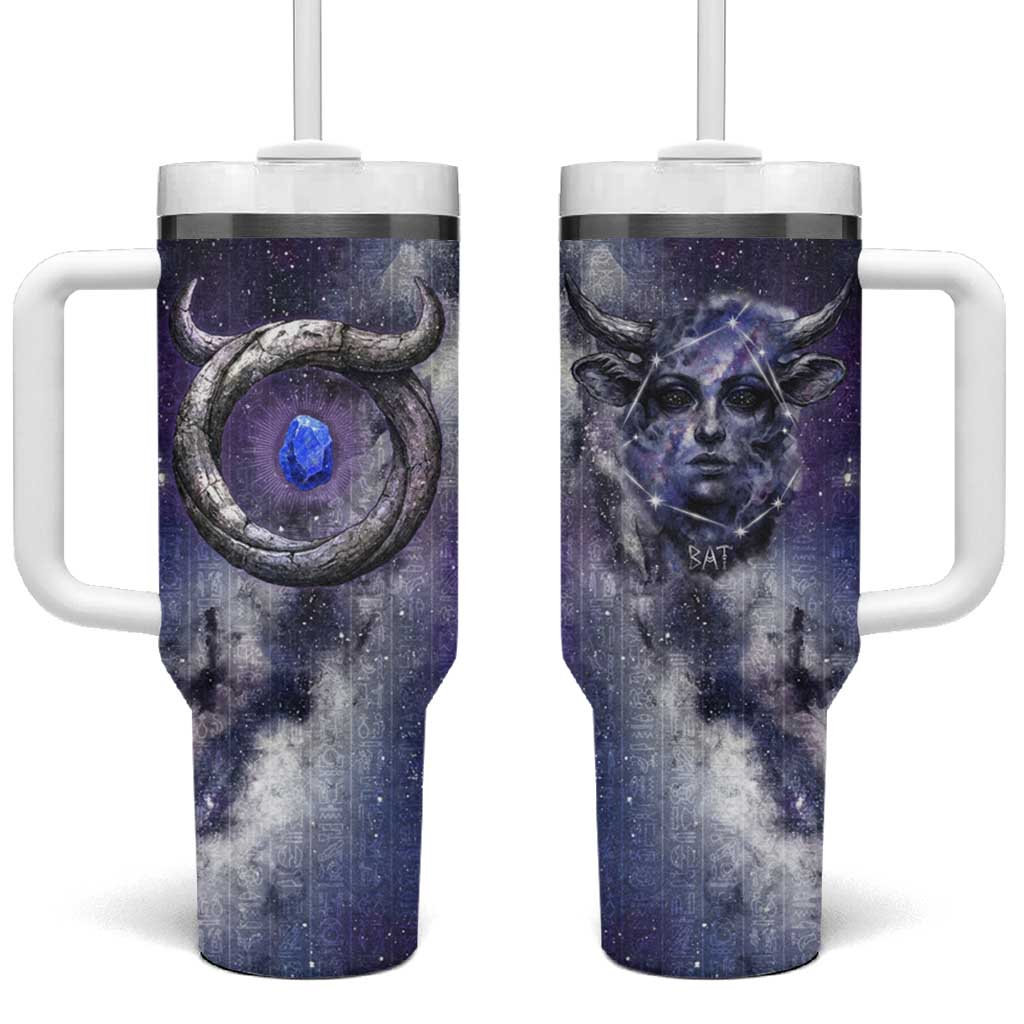 Bat Egyptian Tumbler With Handle Cow Goddess Celestial Face Horn Ring Gem Cosmic Starry Sky