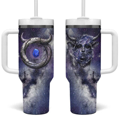 Bat Egyptian Tumbler With Handle Cow Goddess Celestial Face Horn Ring Gem Cosmic Starry Sky