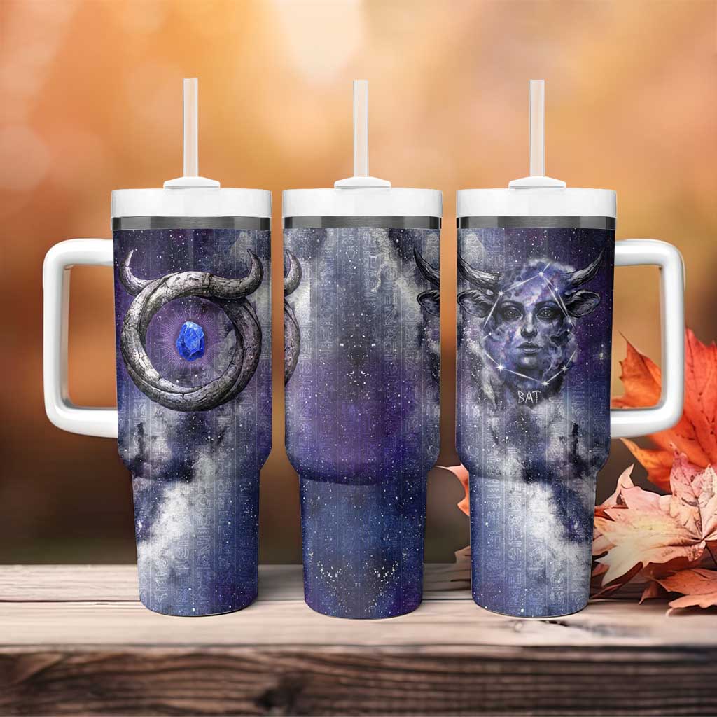 Bat Egyptian Tumbler With Handle Cow Goddess Celestial Face Horn Ring Gem Cosmic Starry Sky