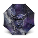 Bat Egyptian Umbrella Cow Goddess Celestial Face Horn Ring Gem Cosmic Starry Sky
