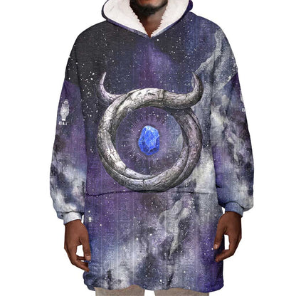 Bat Egyptian Wearable Blanket Hoodie Cow Goddess Celestial Face Horn Ring Gem Cosmic Starry Sky