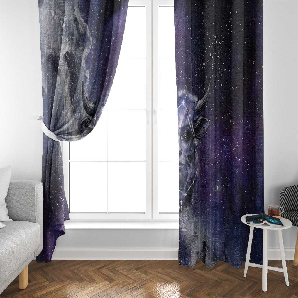 Bat Egyptian Window Curtain Cow Goddess Celestial Face Horn Ring Gem Cosmic Starry Sky