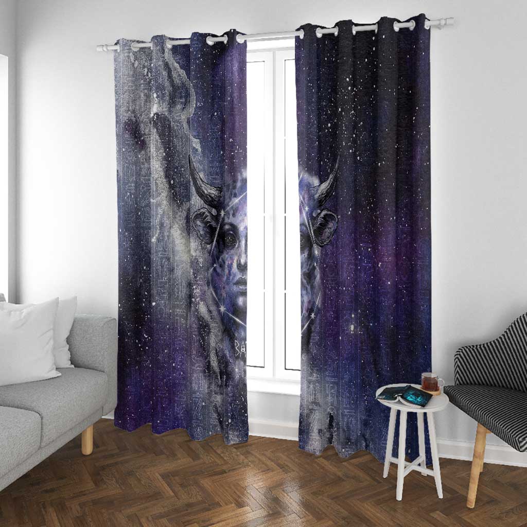 Bat Egyptian Window Curtain Cow Goddess Celestial Face Horn Ring Gem Cosmic Starry Sky
