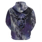 Bat Egyptian Zip Hoodie Cow Goddess Celestial Face Horn Ring Gem Cosmic Starry Sky