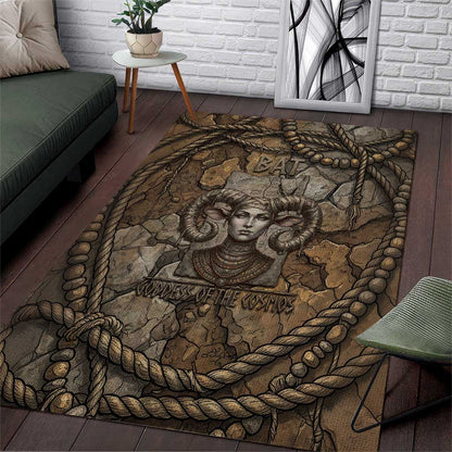 Bat Area Rug Goddess of the Cosmos Ancient Egyptian Cow Horns Stone