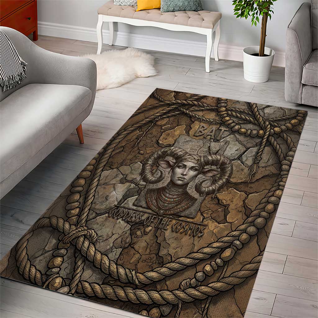 Bat Area Rug Goddess of the Cosmos Ancient Egyptian Cow Horns Stone