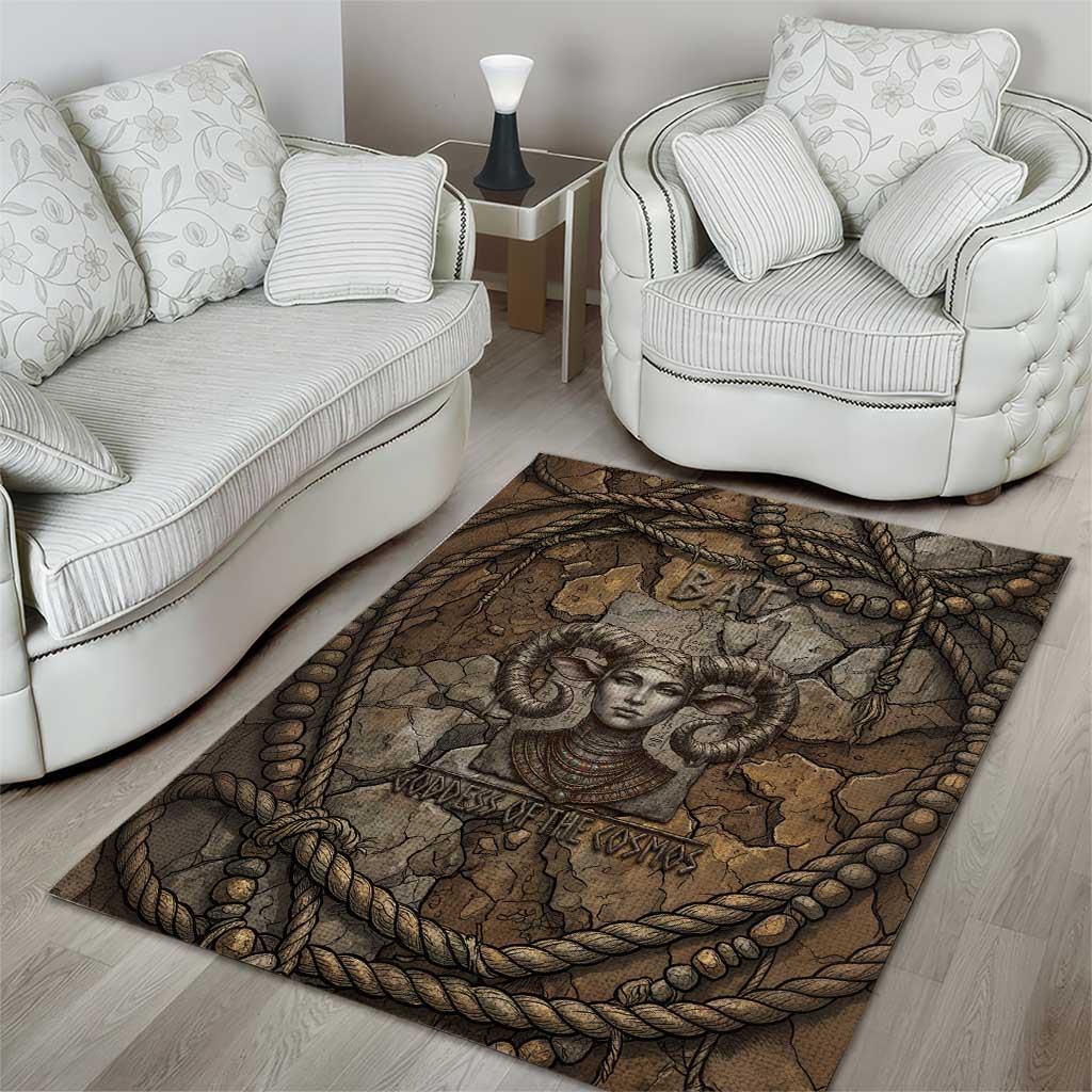 Bat Area Rug Goddess of the Cosmos Ancient Egyptian Cow Horns Stone