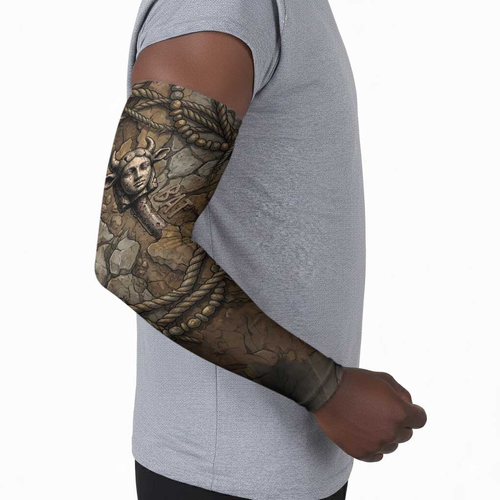 Bat Arm Sleeves Goddess of the Cosmos Ancient Egyptian Cow Horns Stone