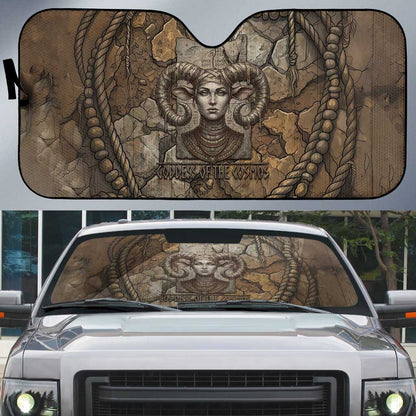Bat Auto Sun Shade Goddess of the Cosmos Ancient Egyptian Cow Horns Stone