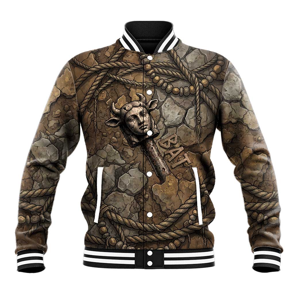 Bat Baseball Jacket Goddess of the Cosmos Ancient Egyptian Cow Horns Stone