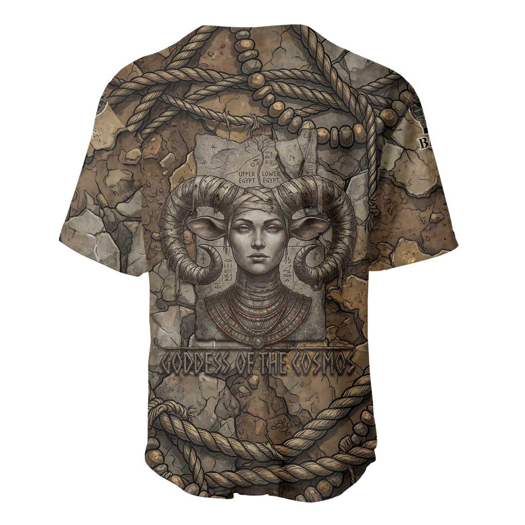 Bat Baseball Jersey Goddess of the Cosmos Ancient Egyptian Cow Horns Stone