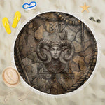 Bat Beach Blanket Goddess of the Cosmos Ancient Egyptian Cow Horns Stone