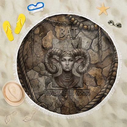 Bat Beach Blanket Goddess of the Cosmos Ancient Egyptian Cow Horns Stone