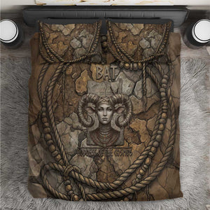 Bat Bedding Set Goddess of the Cosmos Ancient Egyptian Cow Horns Stone