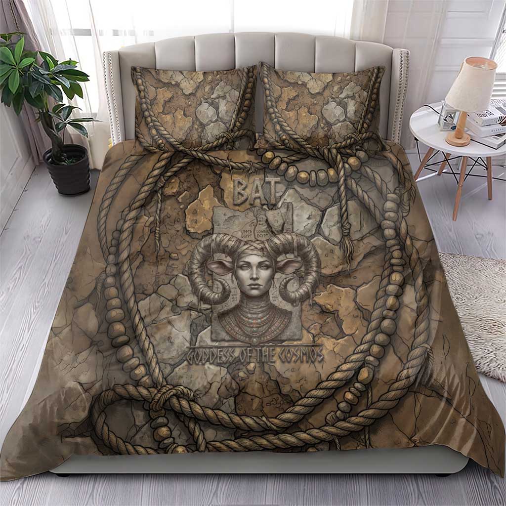 Bat Bedding Set Goddess of the Cosmos Ancient Egyptian Cow Horns Stone