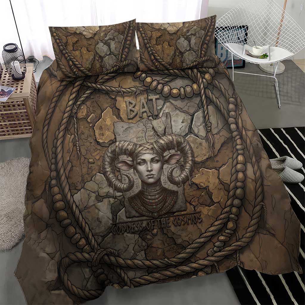 Bat Bedding Set Goddess of the Cosmos Ancient Egyptian Cow Horns Stone