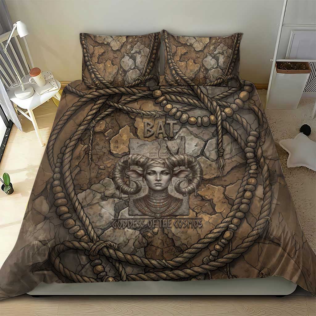 Bat Bedding Set Goddess of the Cosmos Ancient Egyptian Cow Horns Stone
