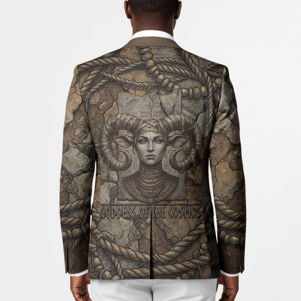 Bat Blazer Goddess of the Cosmos Ancient Egyptian Cow Horns Stone