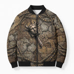 Bat Bomber Puffer Jacket Goddess of the Cosmos Ancient Egyptian Cow Horns Stone