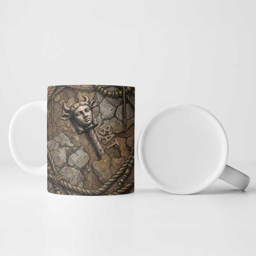 Bat Ceramic Mug Goddess of the Cosmos Ancient Egyptian Cow Horns Stone