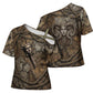 Bat Cross Shoulder Shirt Goddess of the Cosmos Ancient Egyptian Cow Horns Stone
