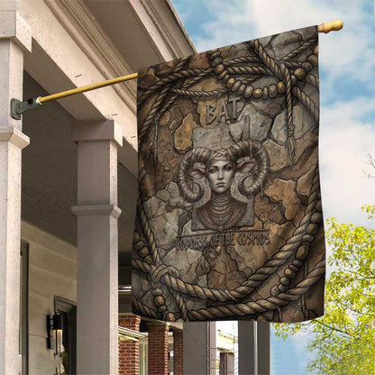 Bat Garden Flag Goddess of the Cosmos Ancient Egyptian Cow Horns Stone