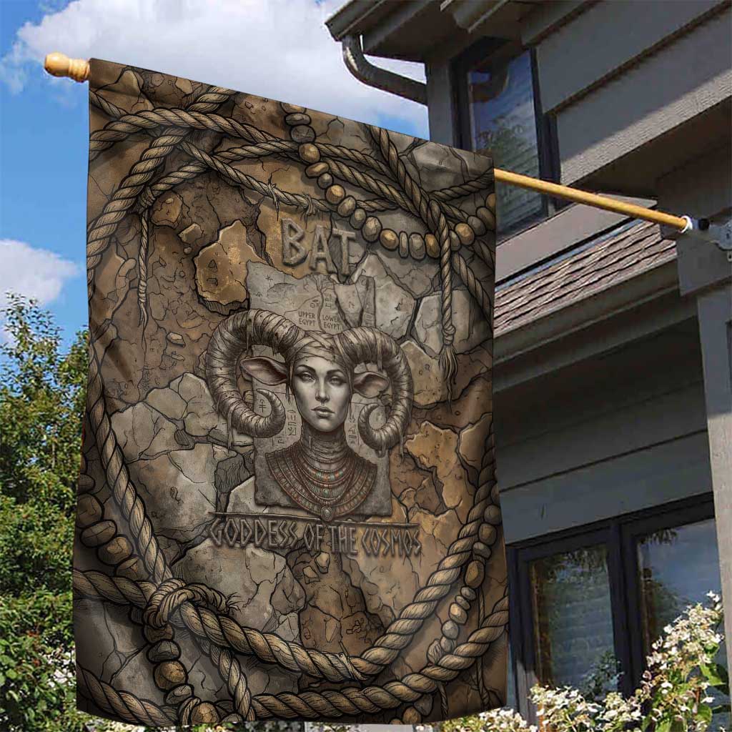 Bat Garden Flag Goddess of the Cosmos Ancient Egyptian Cow Horns Stone