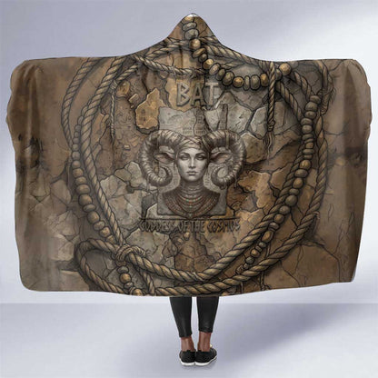 Bat Hooded Blanket Goddess of the Cosmos Ancient Egyptian Cow Horns Stone