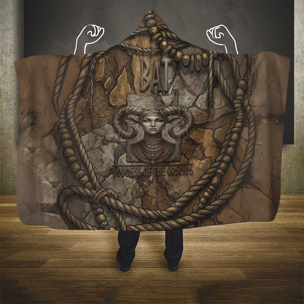Bat Hooded Blanket Goddess of the Cosmos Ancient Egyptian Cow Horns Stone