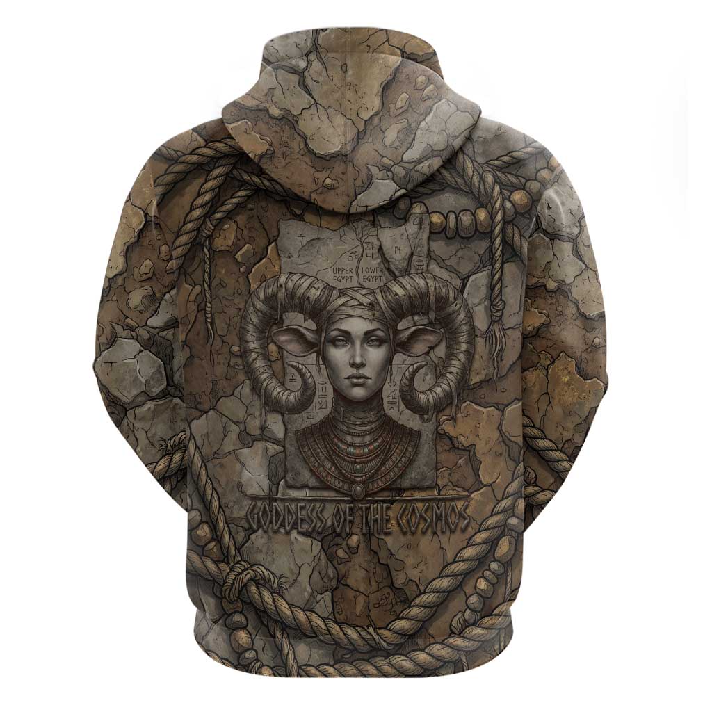 Bat Hoodie Goddess of the Cosmos Ancient Egyptian Cow Horns Stone